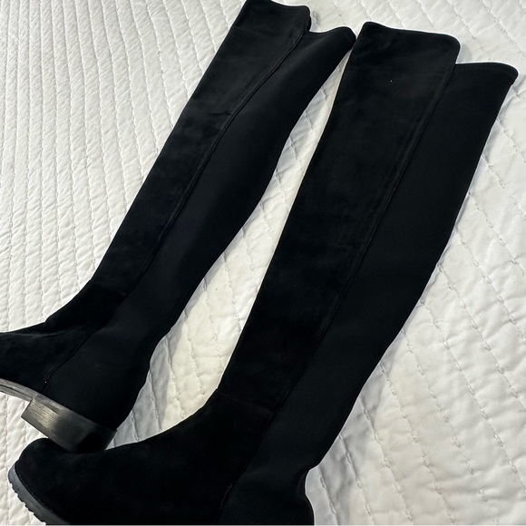 Stuart Weitzman Black Suede 5050 Over the Knee Pull-On With Stretch Back Boots - Picture 9 of 15